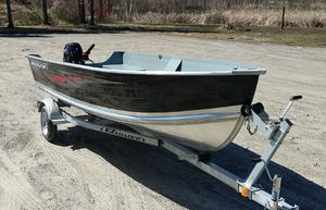 2024 Smoker Craft Voyageur 14 Split Seat Utility Boat Package with a