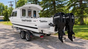 2027 KingFisher Escape 2425 Hard Top in White with DUAL Suzuki DF1
